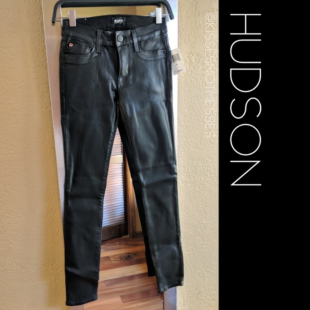 Hudson Krista slick / leather-esque jeans